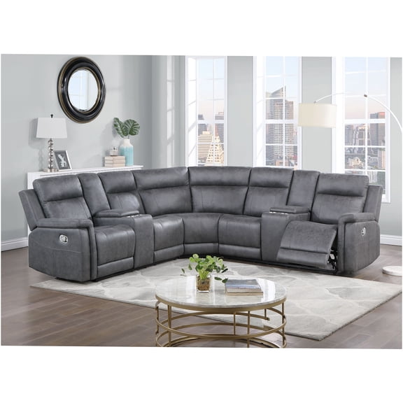 JERFIT Modern 5-Seat L-Shaped Sofa Couch with Plush Cushions, Soft Polyester Fabric for Living Room, Gray
