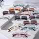 thumbnail image 4 of Gafas de sol sin marco de metal para mujer, gafas de sol de protección solar ultraligeras cuadradas de moda europeas y americanas para hombre, 4 of 6