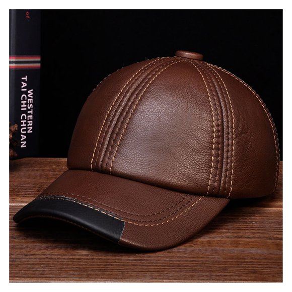 Men Genuine Cow Leather Cowboy Hat Male Male Winter Outdoor Warm Baseball Caps