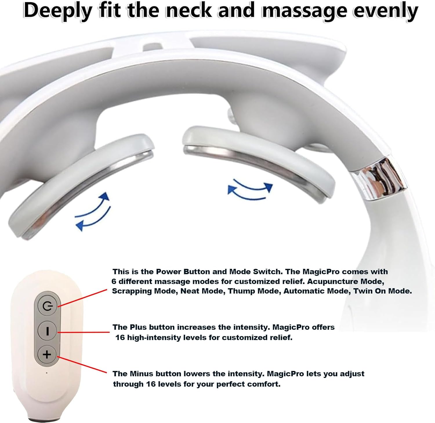 Neck Massager Device - Portable Massager with Heat & Vibration Modes Deep Muscle Activation, 6 Modes, 9Intensities, Hands-Free, Ergonomic Design, Quiet Relaxation