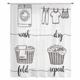 thumbnail image 2 of Laundry Room Sheer Curtains 63 Inches Long, Cartoon Wash Dry Fold Repeat Simple Lines Art Light Filering Curtains, Breathable Simi Curtain Privacy Drapes for Living Room Bedroom Window Treatment, 2 of 9