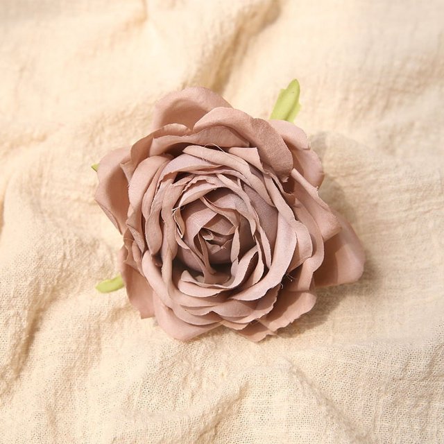Cabeza de flor de rosa de tela de seda, flor artificial, flor artificial, decoración del hogar para bodas, disfraces