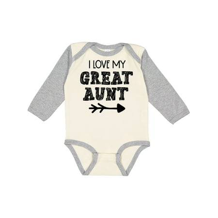 

Inktastic I Love My Great Aunt with Arrow Gift Baby Boy or Baby Girl Long Sleeve Bodysuit