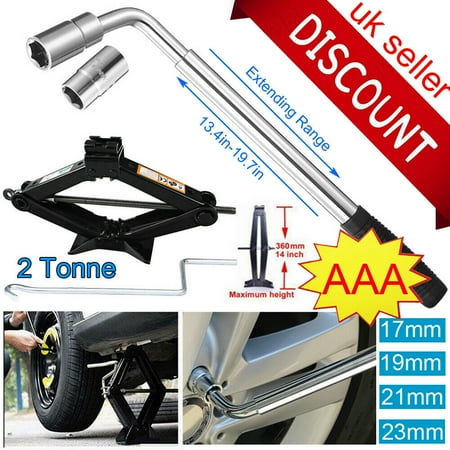 Bowoshen Telescoping Lug Extendable Wrench Wheel Car Sockets Tire Replacement Tools+Scissor Jack