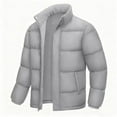 thumbnail image 3 of UVEASISHA Down Coats for Men Fashion Full Zip Stand Collar Puffer Jackets Solid Casual Windproof Insulated Parkas Thick Warm Snow Coat with Pockets Gray S, 3 of 6