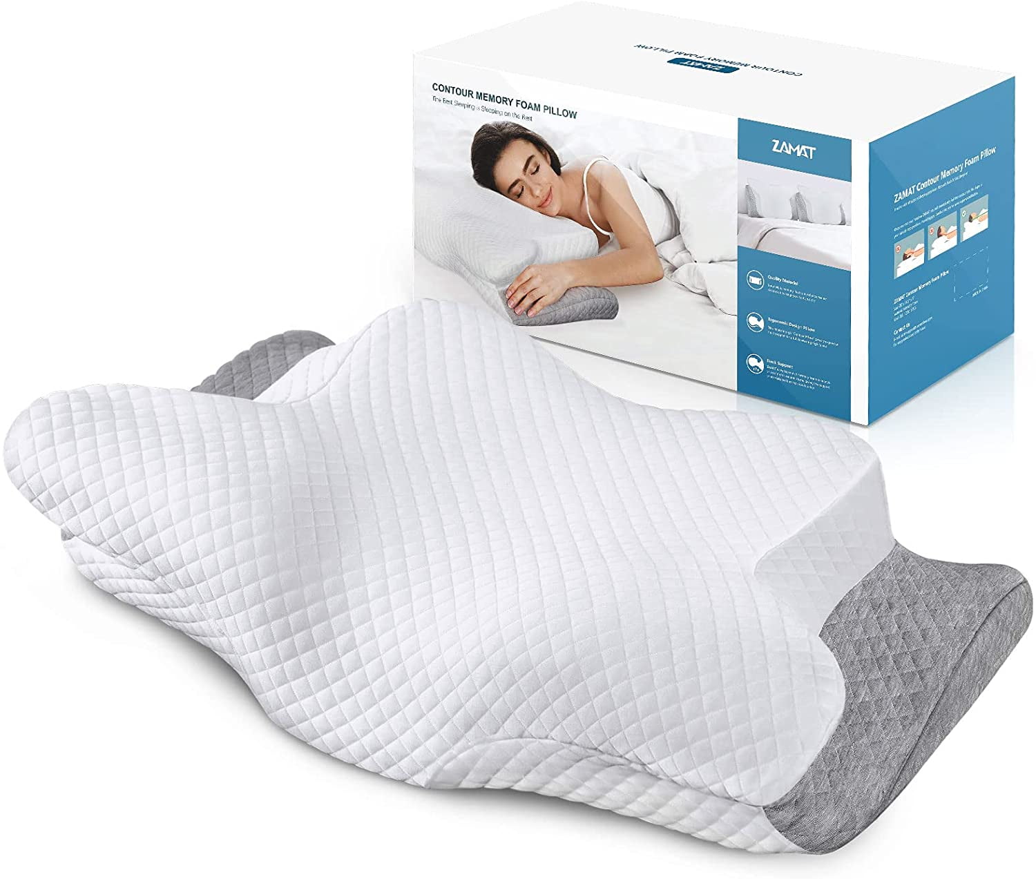 Ergonomic Bed Neck Pillows for Pain Relief Details about   NESAILA Memory Foam Cervical Pillow 