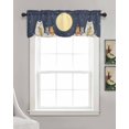 thumbnail image 3 of Japanese Cute Cat Kitchen Valances for Windows Farmhouse Linen Window Valance Curtain for Living Room Window Treatment Harmony Moon Umbrella Simple Art Valance Rod Pocket Topper Drape, 42 x 12 Inch, 3 of 6