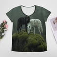 thumbnail image 4 of Two Wolves in Misty Forest Women's Blouse Short Sleeve Women's Top T-Shirt Spring Summer Clothes, 4 of 7