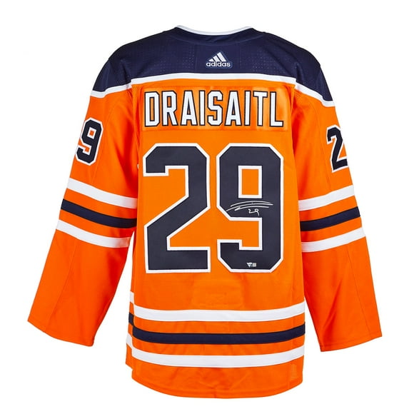 Leon Draisaitl Chandail de Hockey Authentique Orange Edmonton Signé