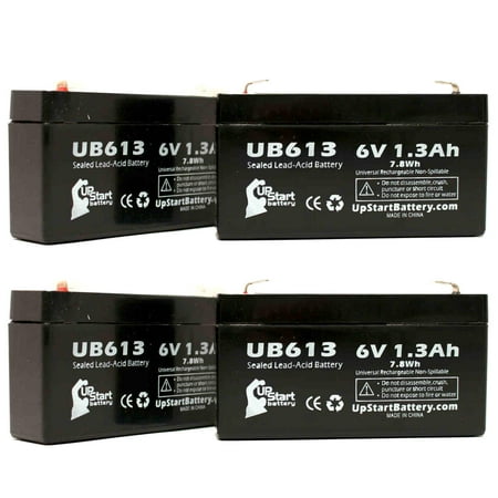 Replica Kobe 8 4x Pack - Compatible KOBE HP1.26 Battery - Replacement UB613 Universal Sealed Lead Acid Battery (6V, 1.3Ah, 1300mAh, F1 Terminal, AGM, SLA) - Includes 8 F1 to F2 Terminal Adapters ()