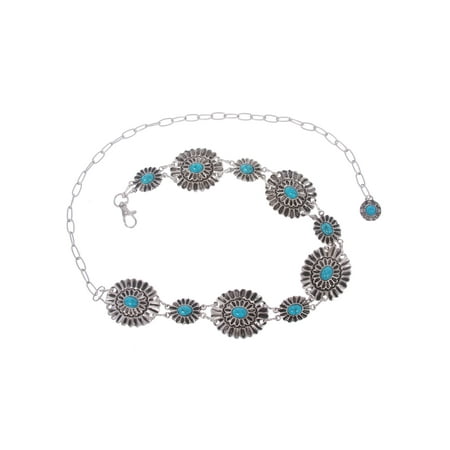 Women's Western Turquoise Stone Blue Concho Chain