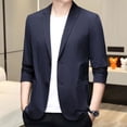 thumbnail image 2 of Men's Slim Fit Blazer Jacket Summer Lightweight Sport Coat 2 Button Casual Fashion Long Sleeve Pocket Notch Lapel Navy Medium, 2 of 4