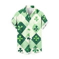 thumbnail image 3 of JURANMO Happy St Patricks Day Men Funny Print Shirt Casual Button Down Hawaiian Shirt Beach Holiday Short Sleeve Shirts Green XL Fall Savings, 3 of 6