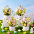 thumbnail image 7 of B Spring Easter Small Potted Plant Simulation Plant Fake Flower Decorative Ornament Home Living Room Desktop Bonsai Plastic Construction Style B 8.07X6.69X3.54 Inches, 7 of 7