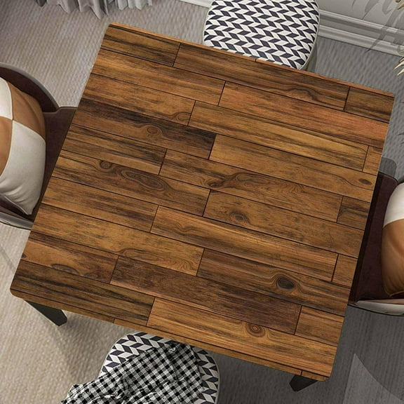 Square Fitted Table Cover Wood Grain Tablecloth with Elastic Edge Wooden Texture Tablecloths Waterproof Tables Cloth for Dining Kitchen Home Party Picnic, Fit for 36"x36" Tables, Style-6