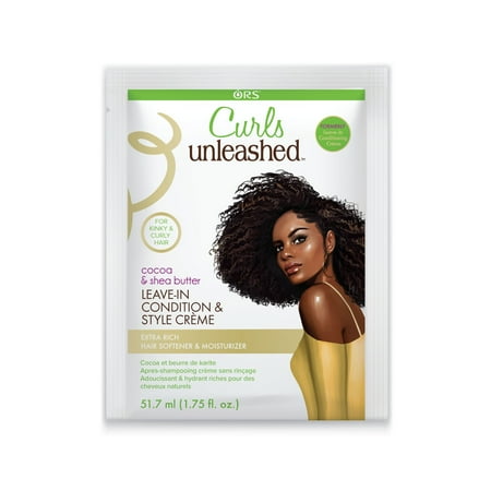 ORS Curls Unleashed Style & Maintenance Cocoa and Shea Butter Detangling Leave-in Conditioner with Olive Oil and Aloe, Nourishing Hair Conditioner, (1.75 oz), Travel Size