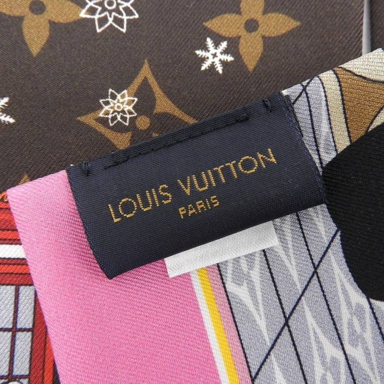 Authenticated Used Louis Vuitton LOUIS VUITTON Monogram Bandeau Christmas  Vivienne Scarf Silk M00489 