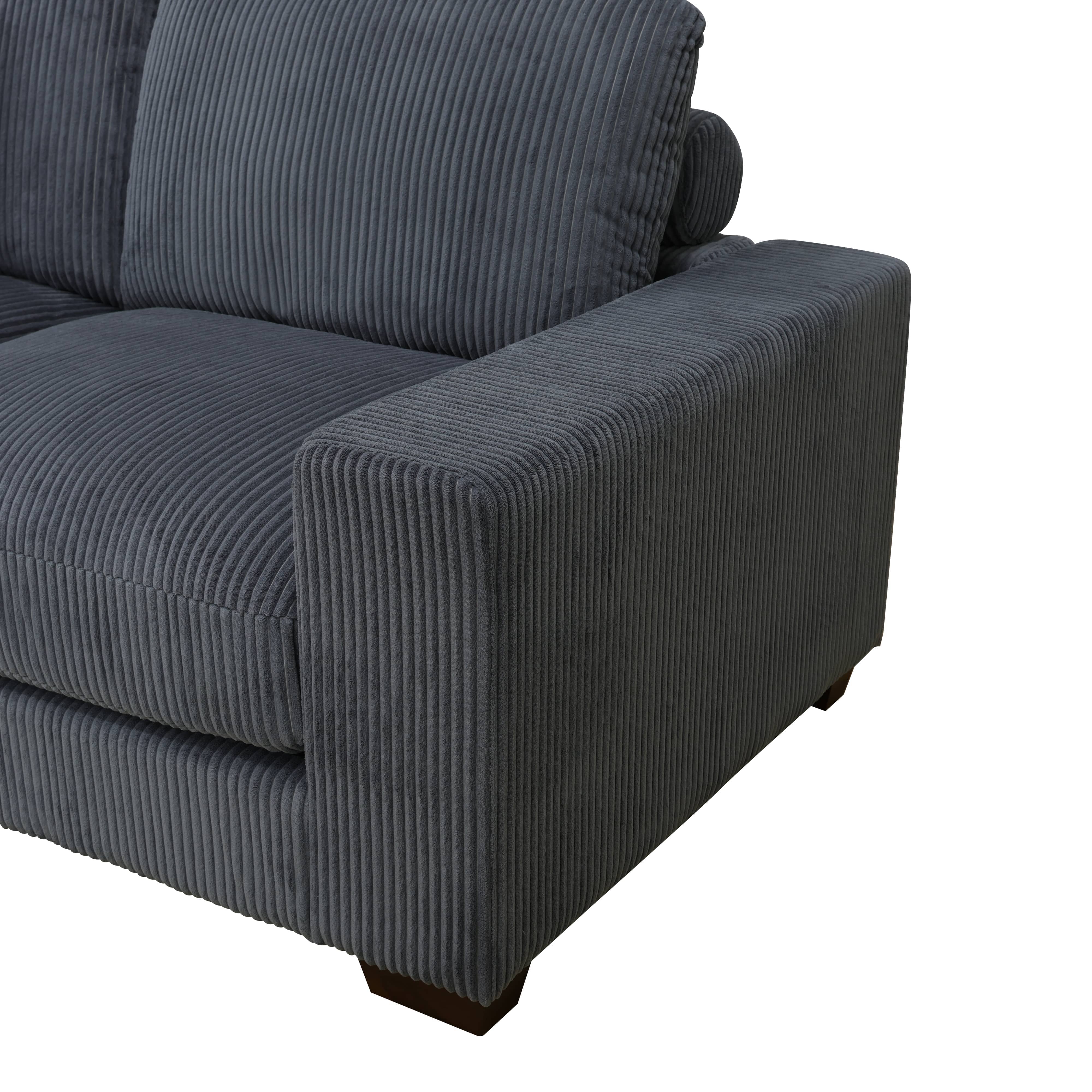 MAYEERTY Dark Gray Corduroy Living Room Sofa Set
