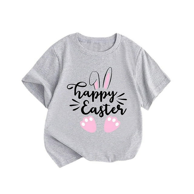MIASHUI T-Shirt Graphique à Manches Courtes pour Filles, Col Rond, Vêtements pour Garçons, Gris, 3-4 Ans