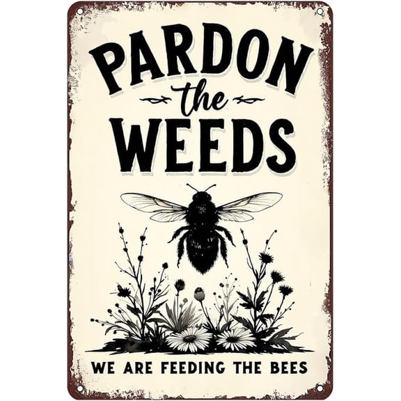 Bee Garden Metal Wall Art Tin Sign 12x8 Inch Vintage Porch and Yard Decor for Nature Enthusiasts