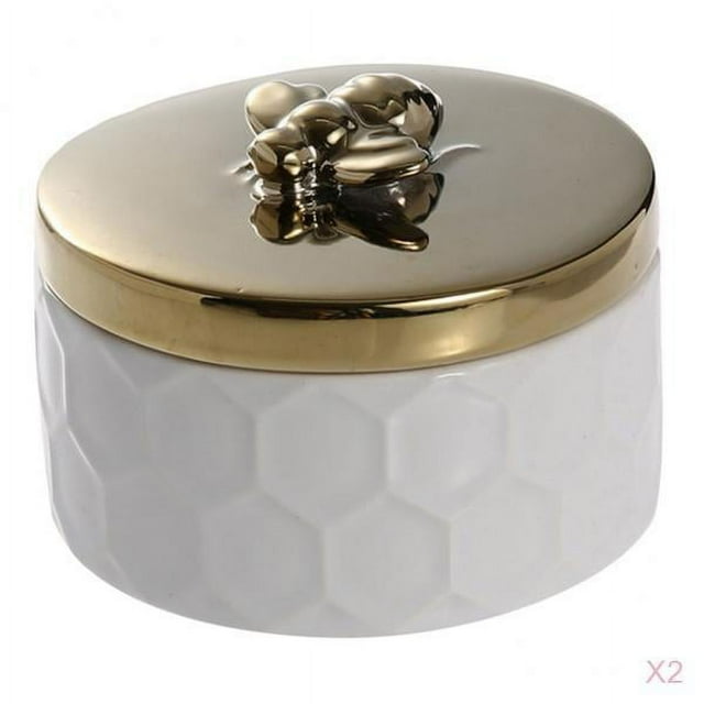 2xGold Plateado Joyero Patrón De Collar Caja De Almacenamiento Decoraciones Para El Hogar