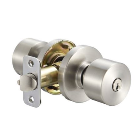 Delaney Brookhaven Entry Door Knob in Satin Nickel with Round Trim