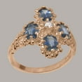 thumbnail image 2 of LBG British Made 10k Rose Gold Natural Diamond & Sapphire Womens Statement Ring - 33 size options - Size 7.25, 2 of 6