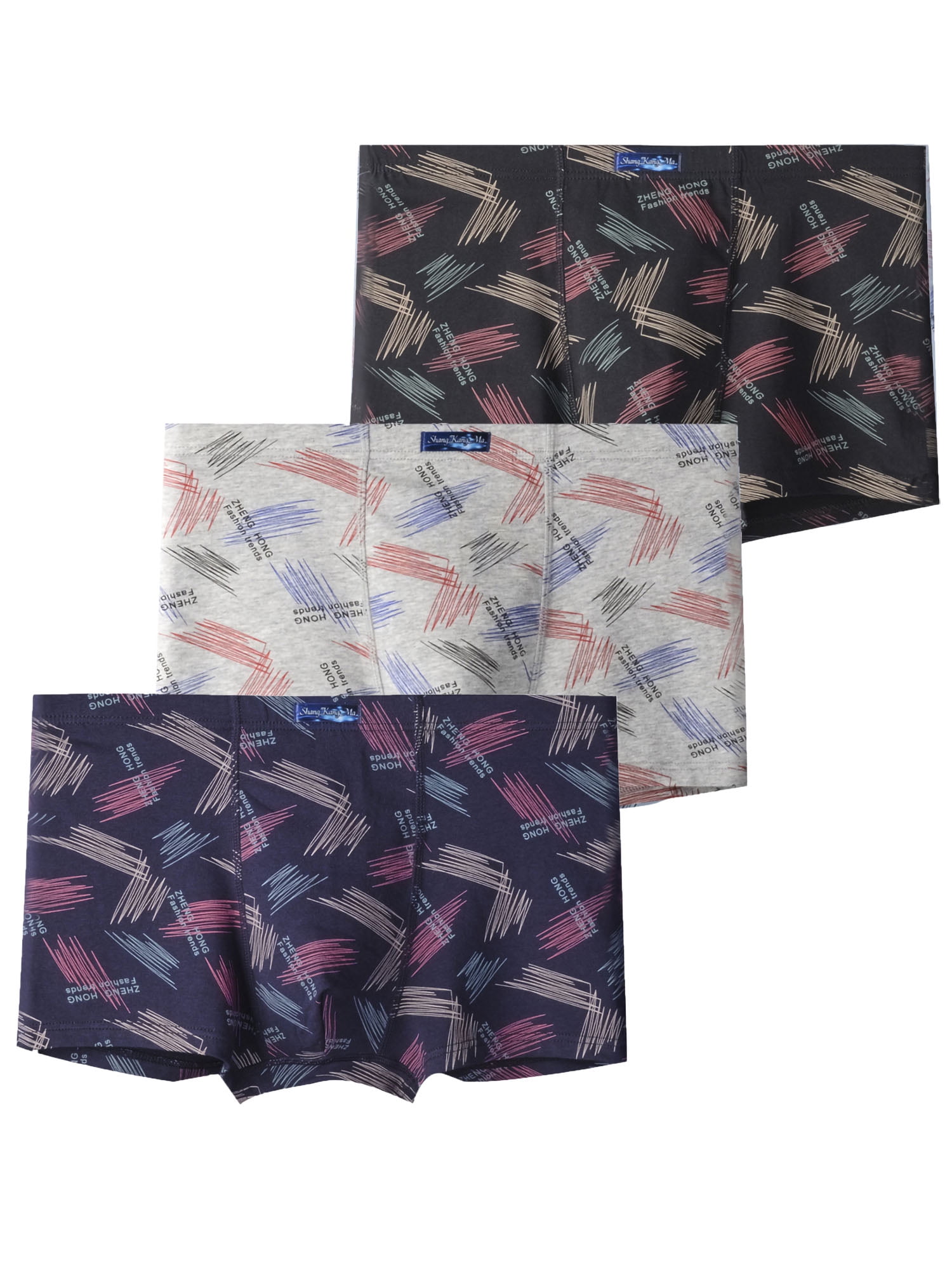 UKAP Pack Cotton Stretch Low Rise Trunks Letter Stripe Print Boxer