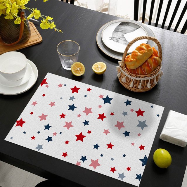 CRCMUHE Napperon Jour de l'Indépendance Napperons en Tissu Isolation Thermique Napperons de Table Style Occidental Serviettes de Table Nappe