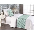 thumbnail image 2 of Abstract Modern Art Bed Runner Set, Repeating Geometric Stripe With Square and X Pattern, Decorative Bedding Scarf & a Pillow Sham for Hotels Homes, Twin, Pale Teal and Forest Green, by Ambesonne, 2 of 3
