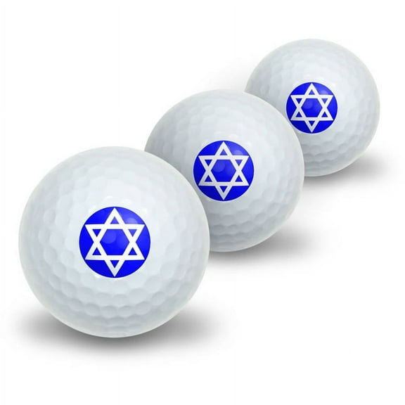 Star of David Shield Jewish Novelty Golf Balls, 3pk