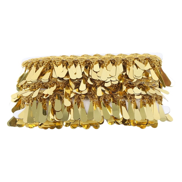 Waist Chain Gold Metal Applique Glitter Elastic Sequin Water Drop Shape Accessory