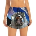 thumbnail image 2 of Xecao's Astronaut in Outer Space for a double-layer running short for women, perfect for gym, tennis, and more, featuring a convenient pocket., 2 of 9
