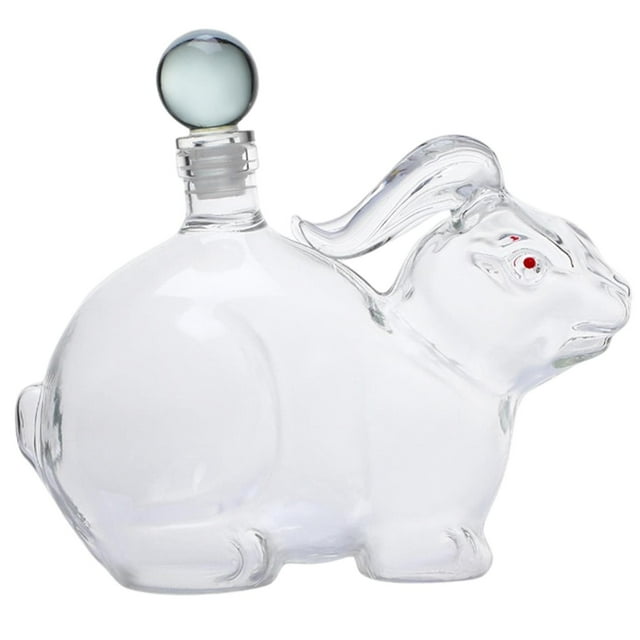 veasfak Creative Animal Decanter 500ml/1000ml Glass Bottle Bar Supplies Rabbit 21x15cm