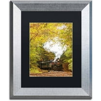 Trademark Fine Art 'Steam Train with Autumn Foliage' Canvas Art by PIPA Fine Art, Black Matte, Silver Frame
