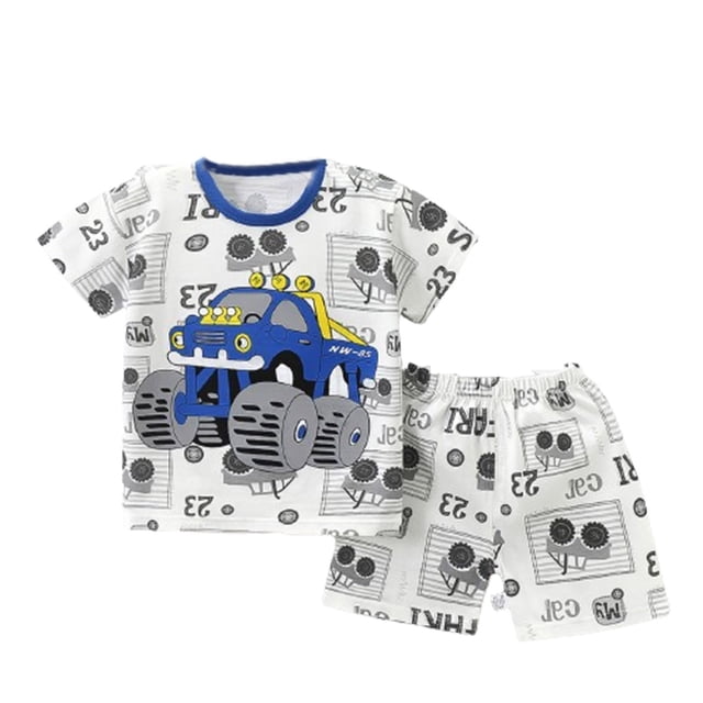 Zpanxa Ensembles d'Été pour Garçons Bébé Mignon Imprimé Col Rond Manches Courtes Ensemble de Shorts 5-6 Ans