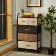 thumbnail image 4 of Costway 5-Drawer Dresser Storage 4-Tier Organizer Tower Steel Frame Wooden Top Cream, 4 of 10