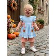 thumbnail image 4 of RUINIXCW Toddler Baby Girl Halloween Thanksgiving Outfit Infant Baby Girls Summer Fall Clothes Turkey Pumpkin Flying Sleeve Babydoll Shirt Tops and Shorts Set, 4 of 9