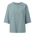 thumbnail image 4 of Casual Women's T Shirts Classic Round Neck With Button Detail Short Sleeve Comfortable Everyday Wear For Spring And Summer Women Tops Spandex Womens Solid Color Top Women Swim Tee 100 Polyester Shirts, 4 of 4