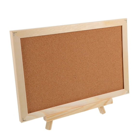 Double-Sided Cork Bulletin Board with Wooden Frame and Easel Stand for Notes, Photos, and Displays, 11.8 x 7.9 Inch