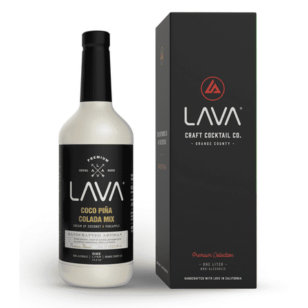 LAVA Premium Coco Pina Colada Made with Cream of Coconut and Real Pineapple, No Artificial Sweeteners or Flavors, 1-Liter Glass Bottle (33.8oz)