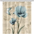 thumbnail image 4 of Blue Flower Bathroom Shower Curtain Butterfly Watercolor Floral Beige Minimalist Aesthetic Art Shower Curtain Polyester Waterproof Fabric Home Decor Shower Curtain with Hooks, 72x84 Inch, 4 of 6