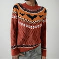 thumbnail image 2 of zaveiop Sweater Women Knit Oversized Vintage Boho Argyle Crochet Long Pullover Sweaters Colorful Retro 2025 Winter Outfits (A-Orange, S), 2 of 9