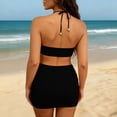 thumbnail image 6 of QIUOMBBP Cross Halter Bikini Set for Women Cutout Front String Swimsuit Top with Short Swim Skirt Beach Vacations Two Piece Bathing Suit Black XL, 6 of 6