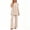 Beige, variant on WIZUTIZ Women's Fashion Solid Color Round Neck Short Sleeve Elastic Waist Wide Leg Pants Loose Pajama Set Cozy Loungewear Soft 2 Piece Sleepwear