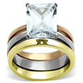 thumbnail image 1 of Bague en Acier Inoxydable Trois Tons IP pour Femmes avec Grade AAA CZ en Transparent - Taille 9, 1 of 1