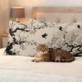 thumbnail image 3 of Vintage Spring Flowers Pillow Covers 2 Pack Black Bird Peaches Flower Water Ink Painting Pillowcase Waterproof Outdoor Throw Pillow Cover for Patio Balcony Rectangular Cushion 20”x12”, 3 of 9
