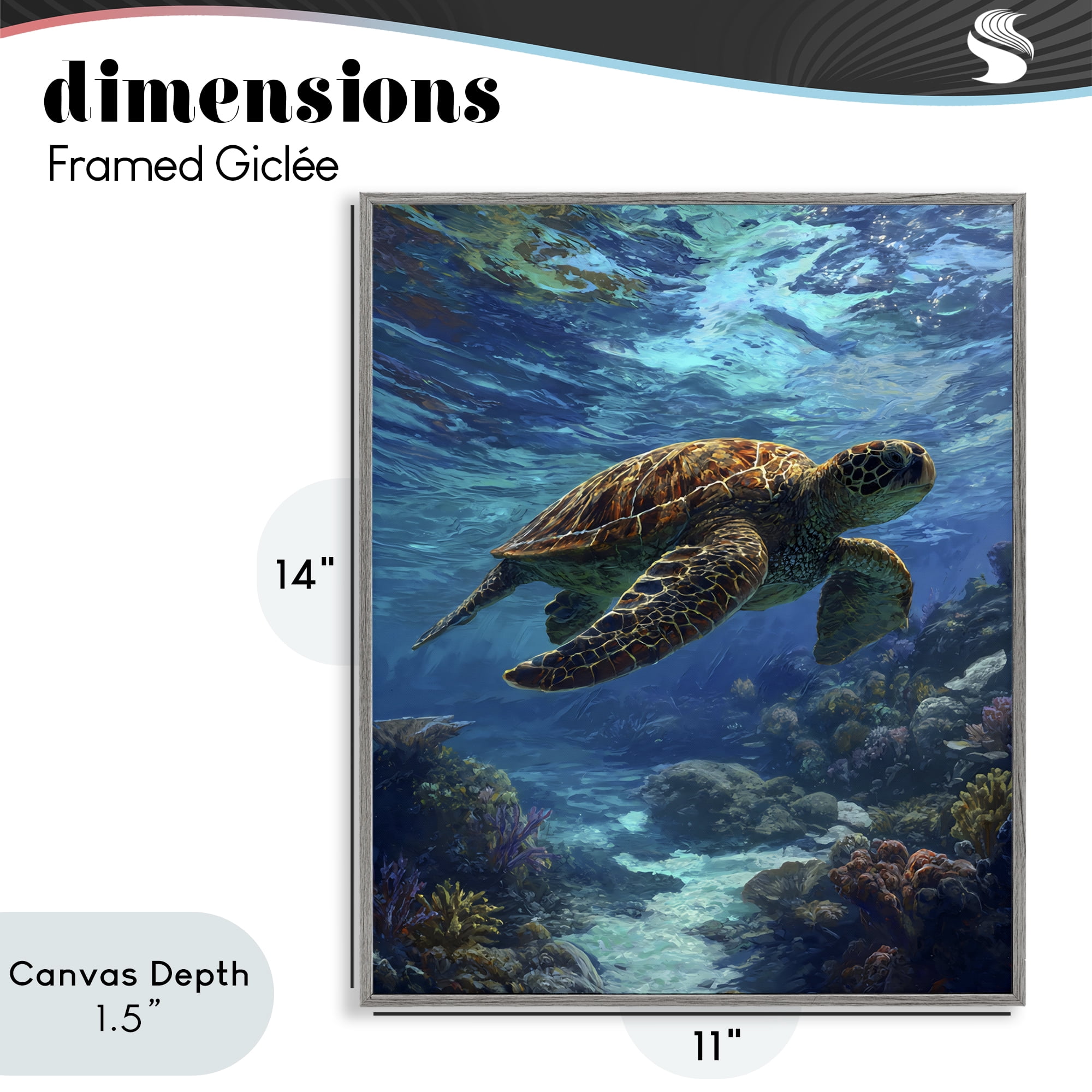Stupell Industries Oceanic Adventurer Tortoise Gray Framed Giclee Art, design by Franklyn Gregory