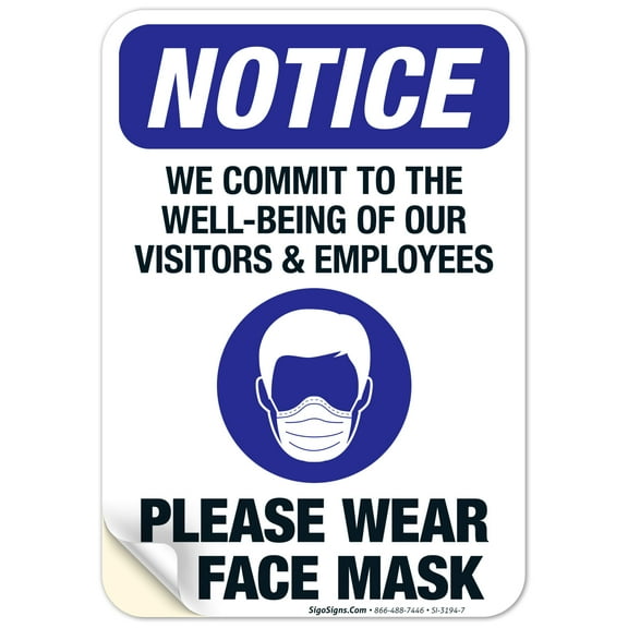 Face Mask Sign, 10x7 Vinyl Sticker
