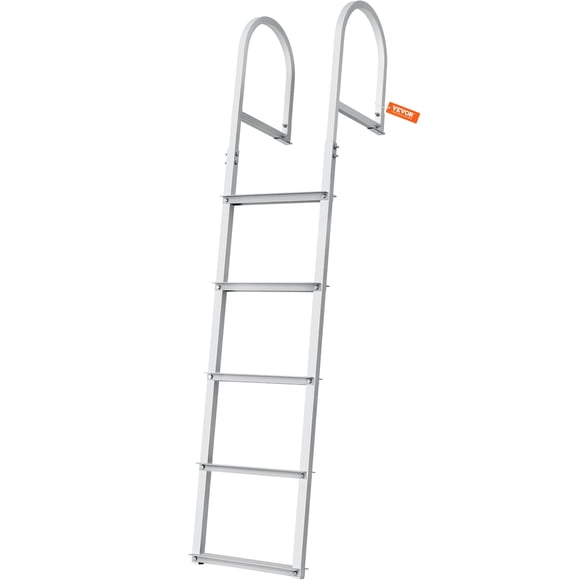 VEVOR Dock Ladder, Removable 5 Steps, 500 lbs Load Capacity, Aluminum Alloy Pontoon Boat Ladder with 3.1'' Wide Step, Easy to Install for Ship/Lake/Pool/Marine Boarding